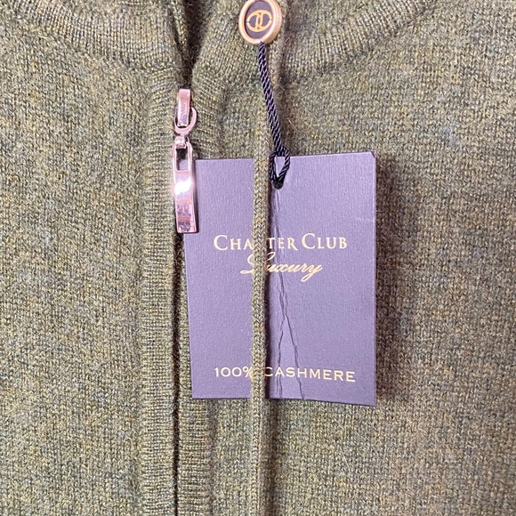 Charter Club Forest Green Zip-Up Sweater - Picture 3 of 4